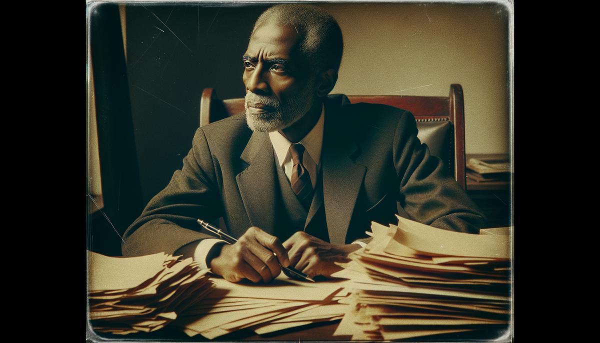 A. Philip Randolph in deep concentration, planning the March on Washington