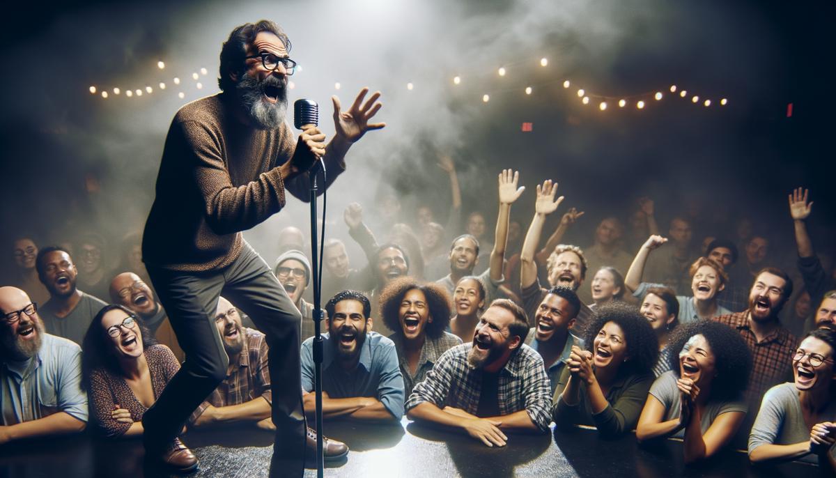 Allen Ginsberg passionately reciting 'Howl' to a captivated audience in a dimly lit venue
