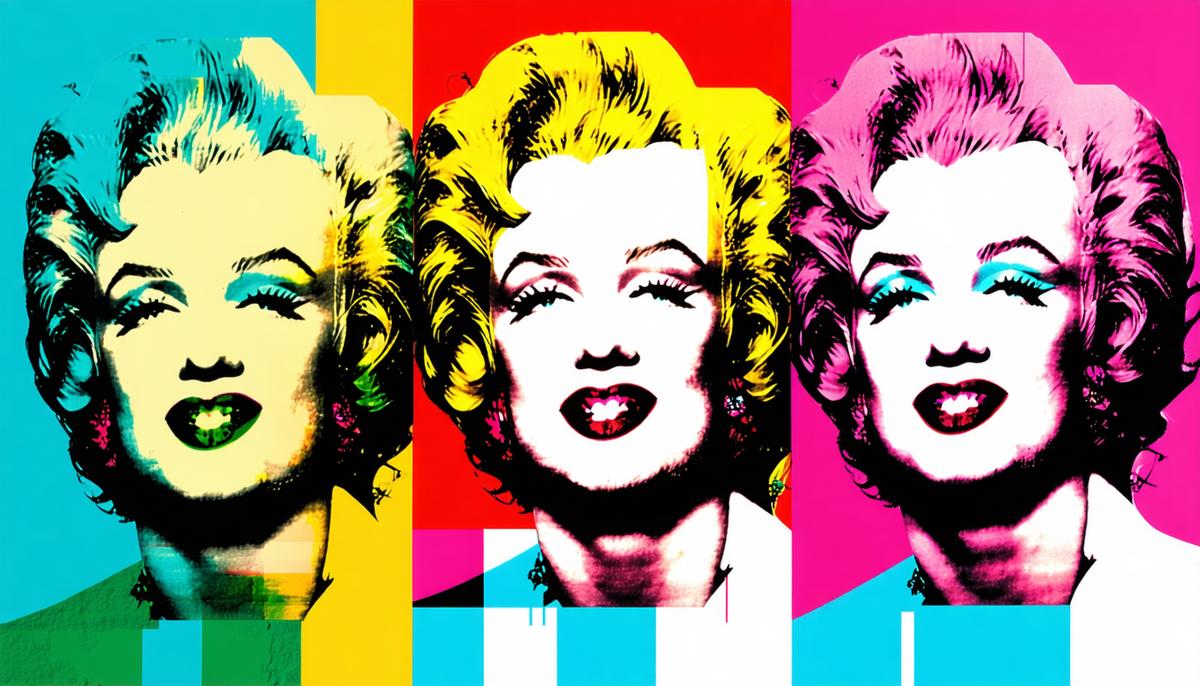 Andy Warhol's colorful pop art portraits of Marilyn Monroe, showcasing her enduring cultural impact