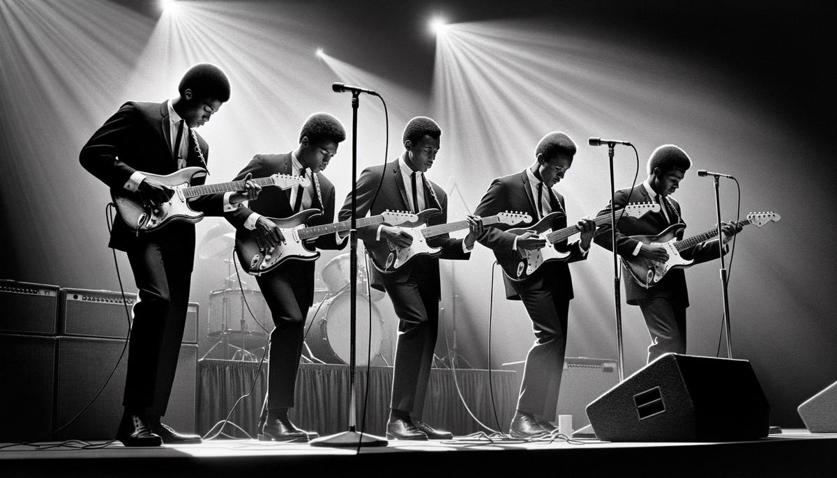 Booker T. & the MG's, an integrated band, performing on stage