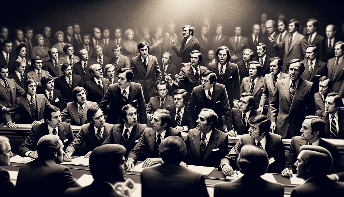 Members of Congress debating the War Powers Resolution