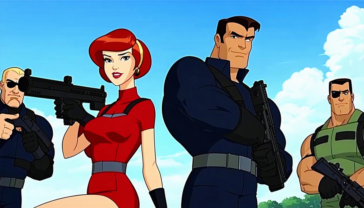 A scene from the G.I. Joe animated TV series featuring the main characters in action