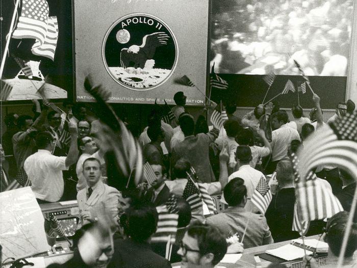 Collage of people around the world celebrating the Apollo 11 moon landing