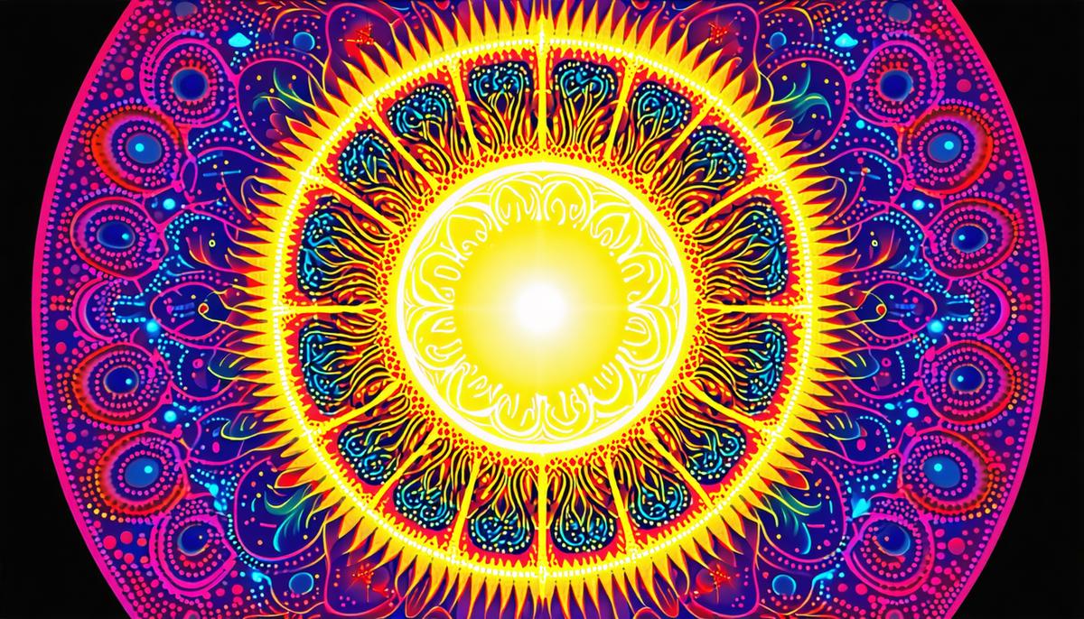 The Grateful Dead's Anthem of the Sun album cover featuring a circular mandala-like design with bright, swirling colors
