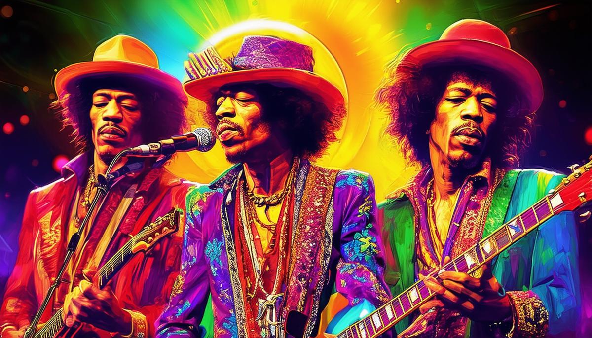 Jimi Hendrix with his new band Gypsy Suns and Rainbows on stage