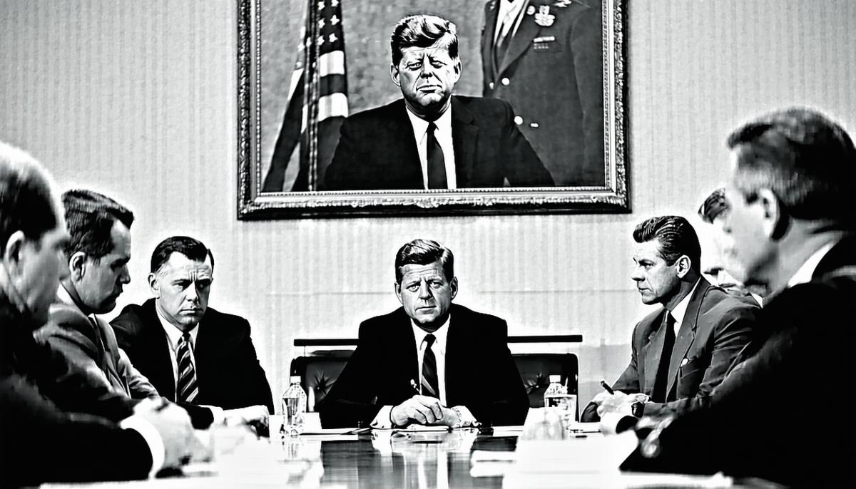 President John F. Kennedy in a tense meeting during the Cuban Missile Crisis