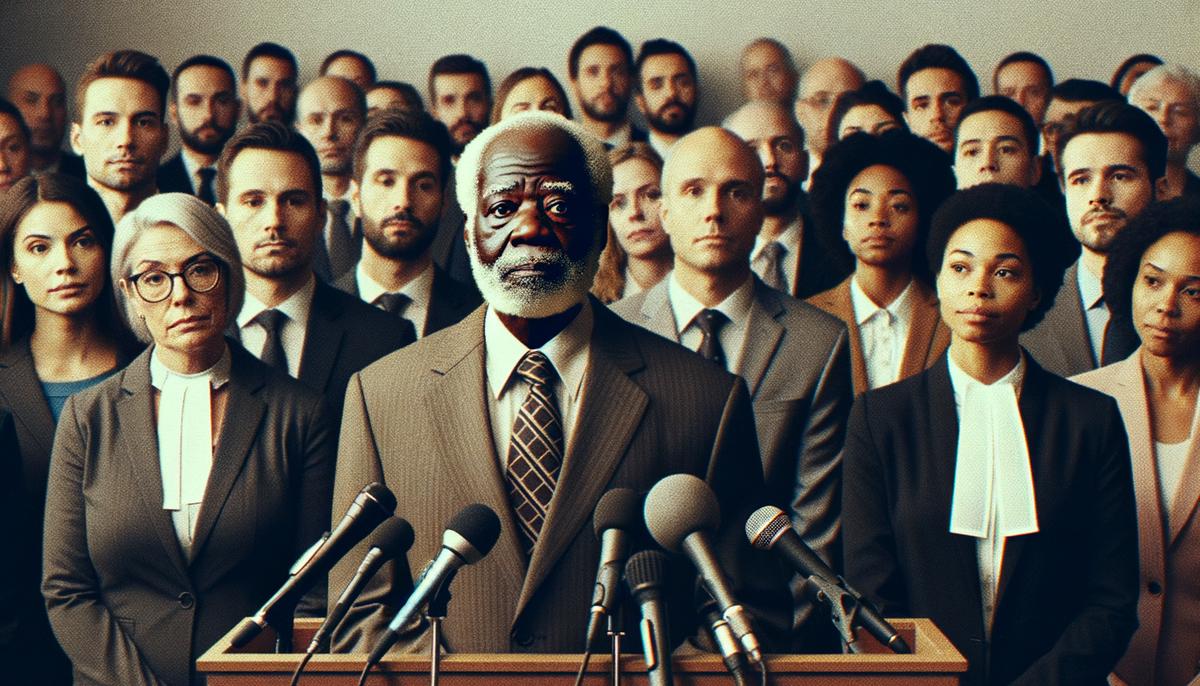 Muhammad A. Aziz at the press conference announcing his exoneration