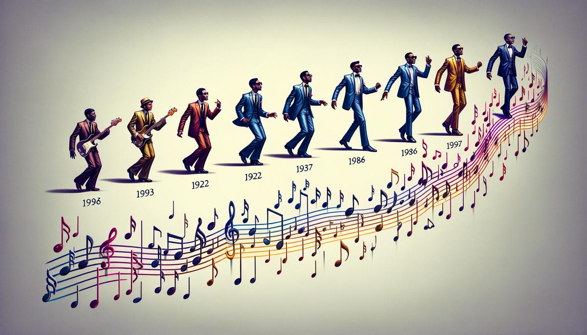 A visual representation of Motown's influence on modern music, showing connections between classic Motown artists and contemporary performers