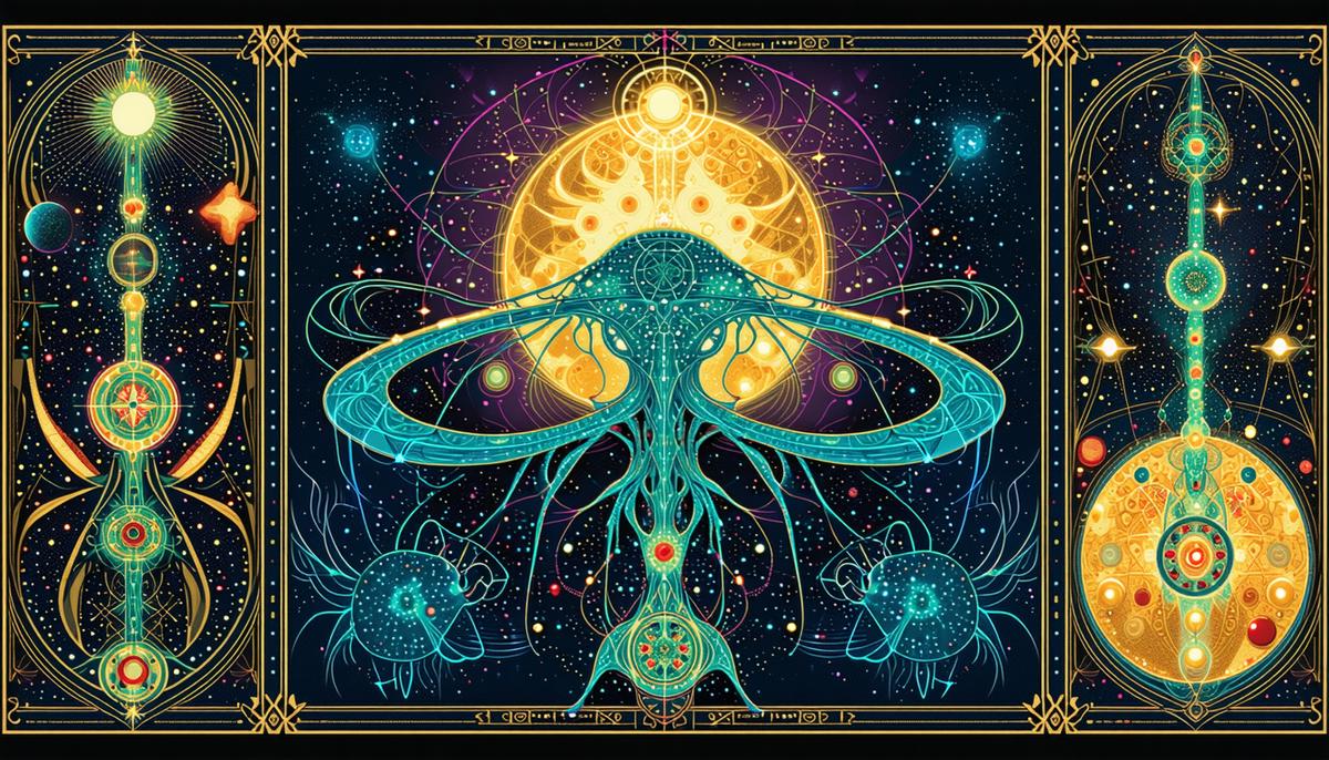A Rick Griffin poster with intricate cosmic designs and mystical themes