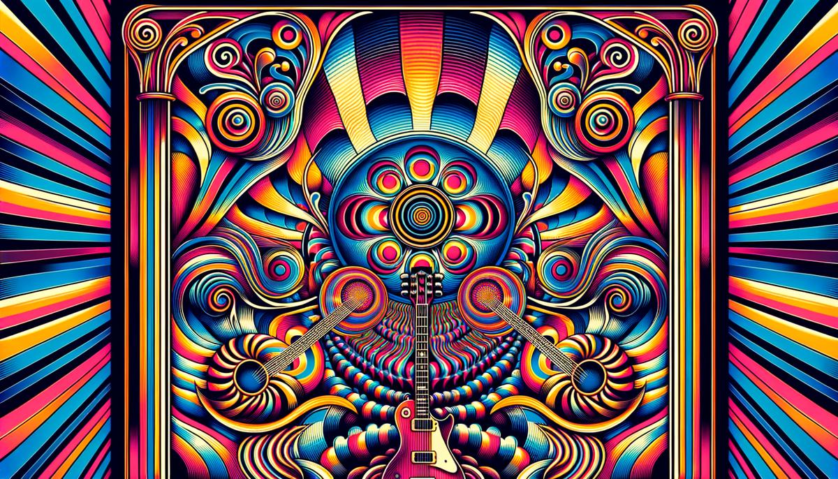 A psychedelic poster by Victor Moscoso featuring vibrant colors and optical illusions