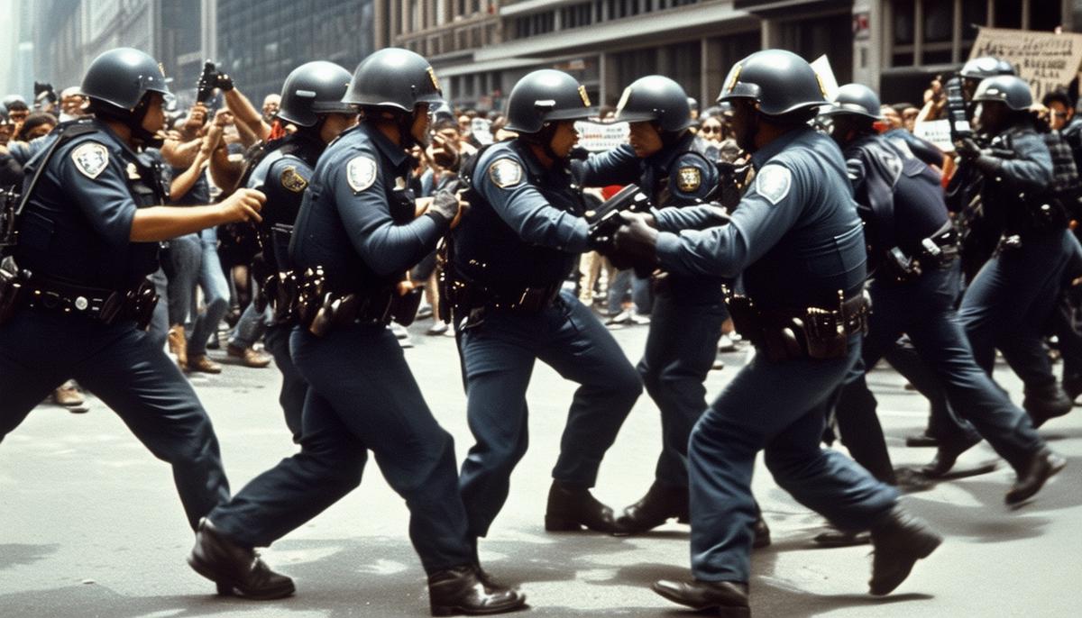 Cover of the Walker Report with images of police confronting protesters during the 1968 Democratic Convention